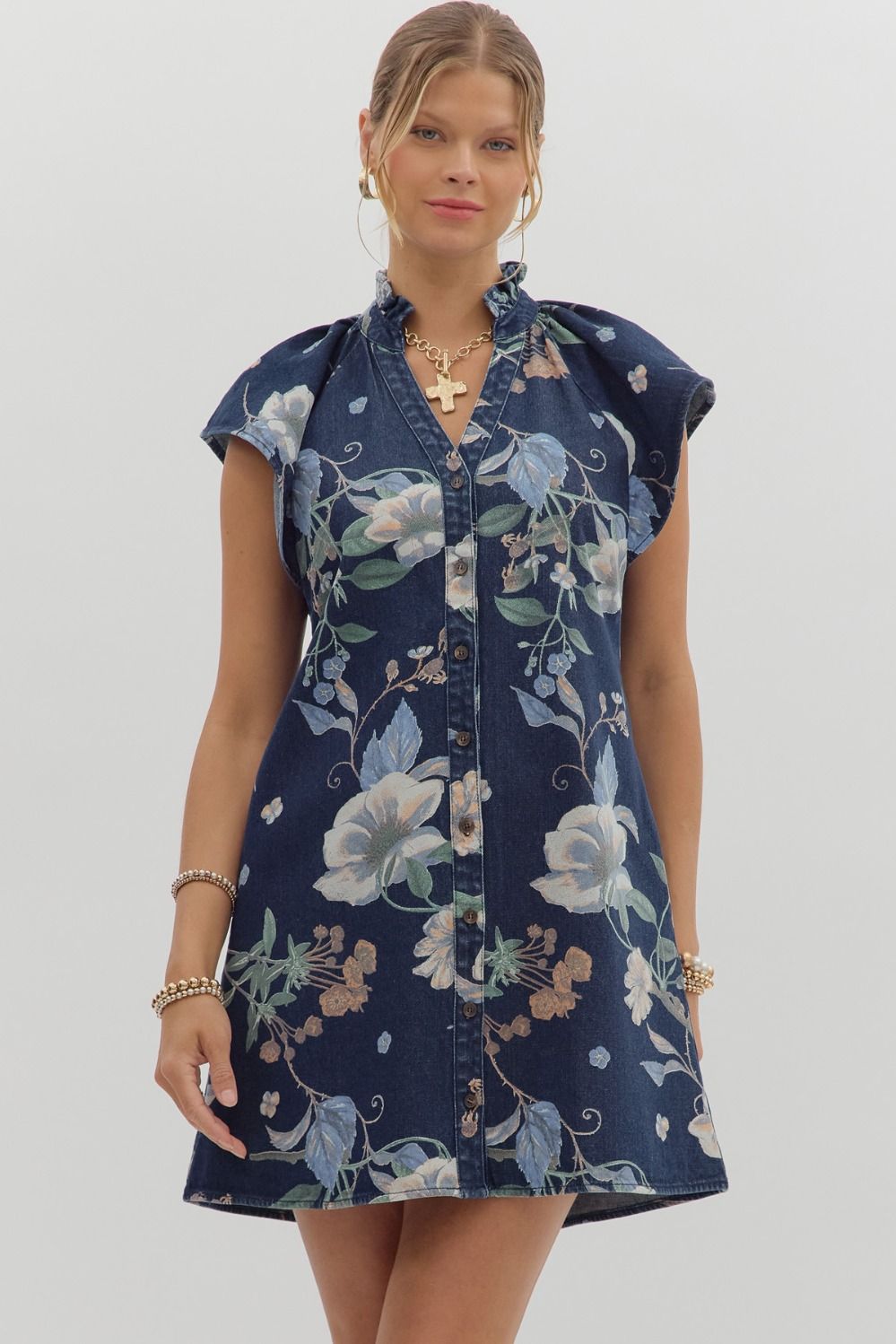 Denim Floral Dress
