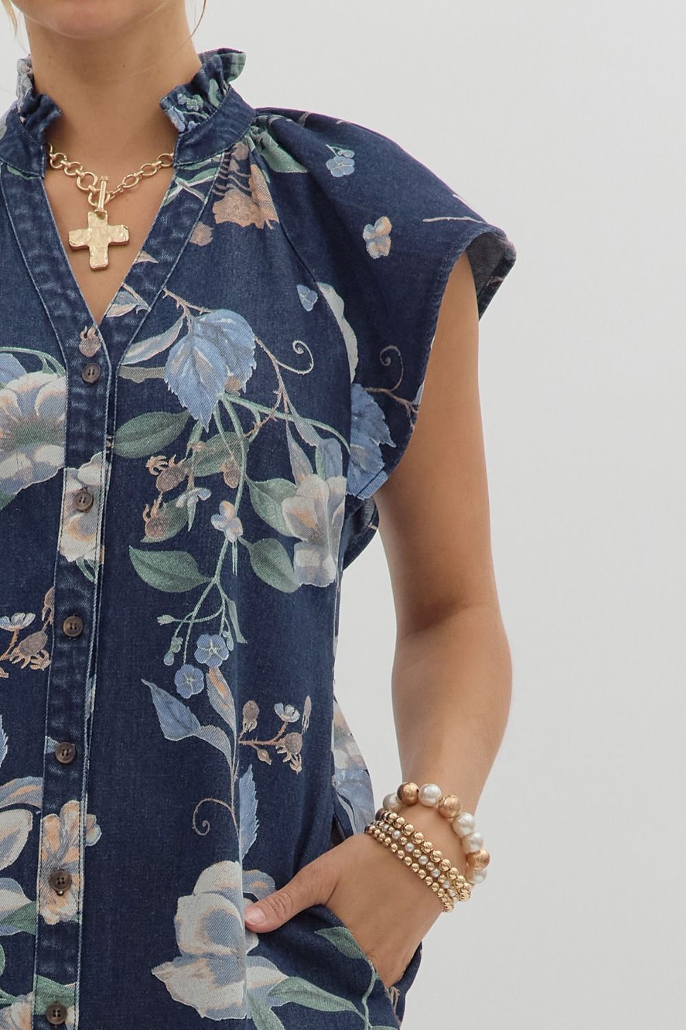 Denim Floral Dress
