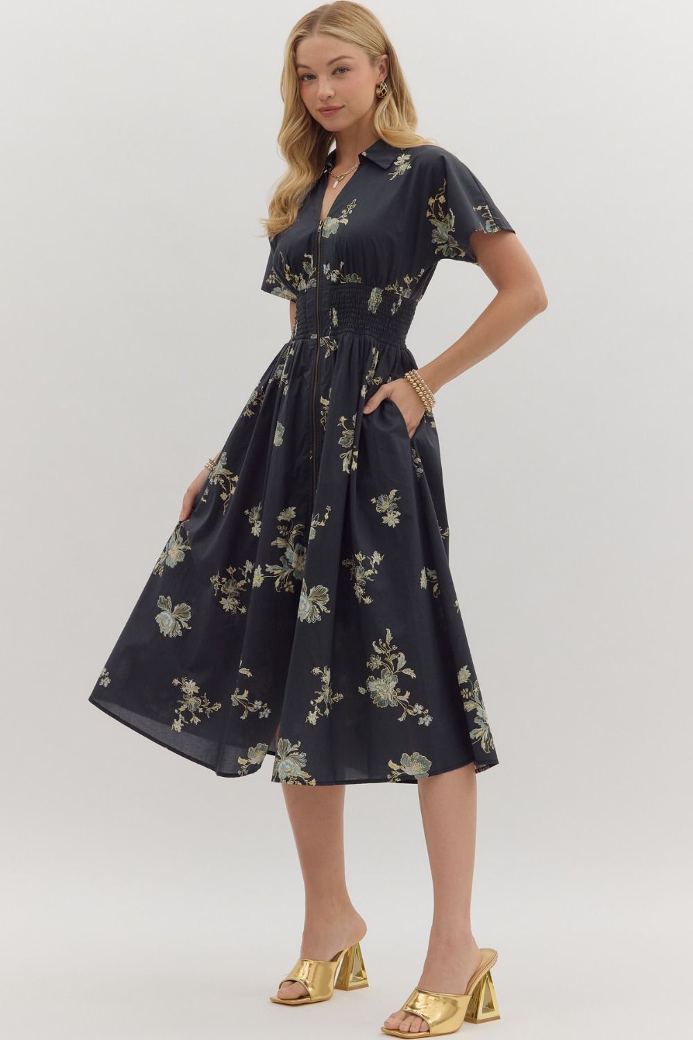 Laurel Floral Zip Up Dress