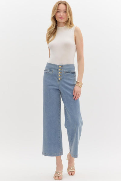 Denim Mid Rise Pants