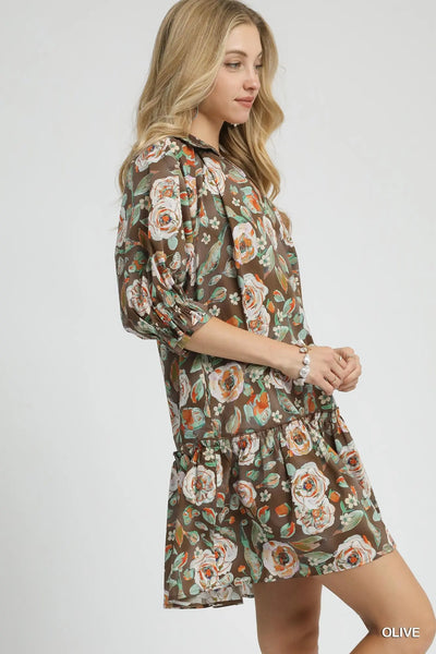 Fan Floral Shirt Dress