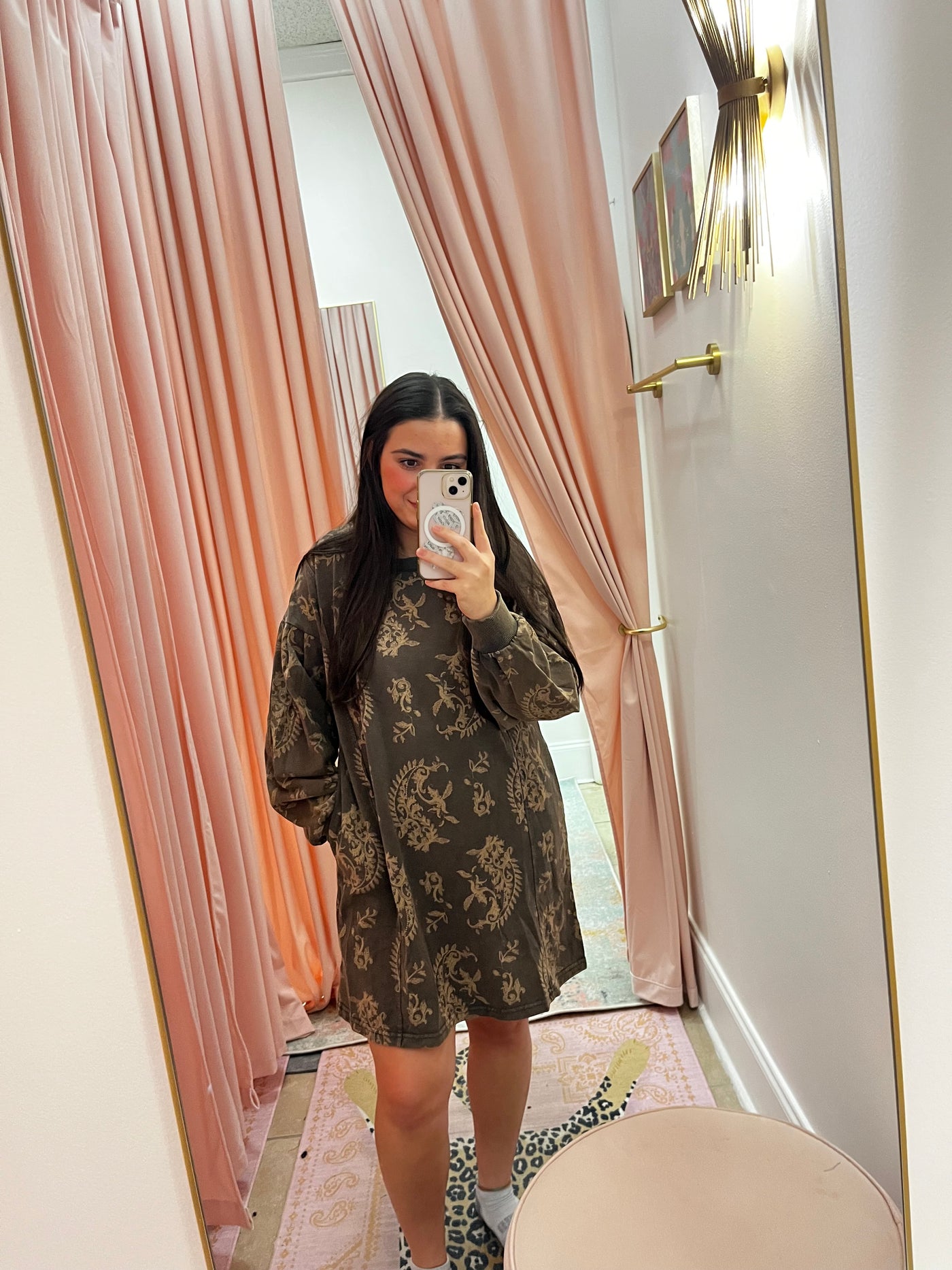 Paisley Print Sweatshirt Dress