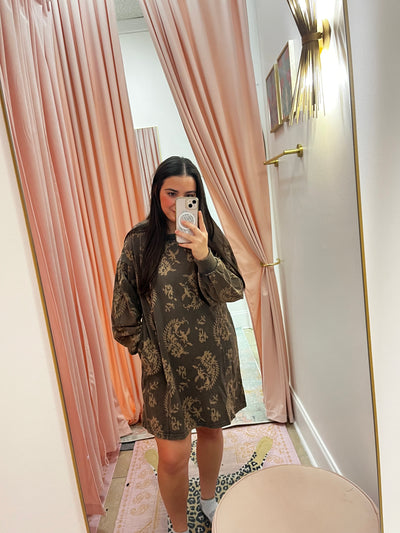 Paisley Print Sweatshirt Dress