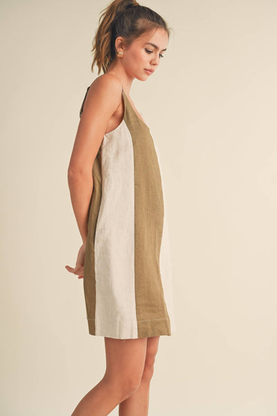Aimee Linen Colorblock Mini Dress