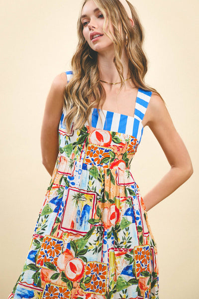 Jeri Fruit Print Midi Dress