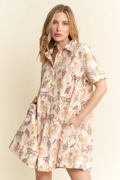 TIGER PRINT MINI DRESS