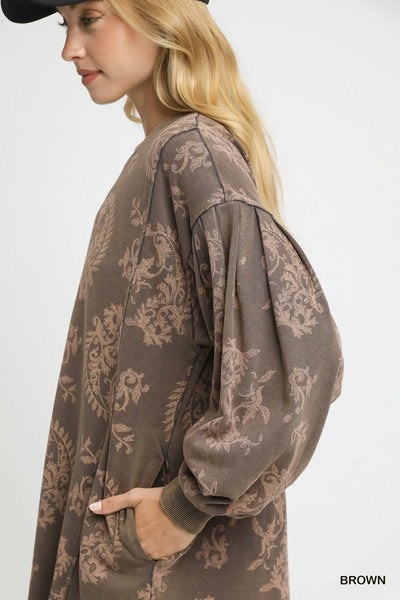 Paisley Print Sweatshirt Dress