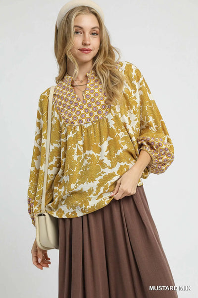 Anna Abstract Print Top