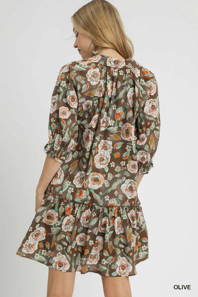 Fan Floral Shirt Dress