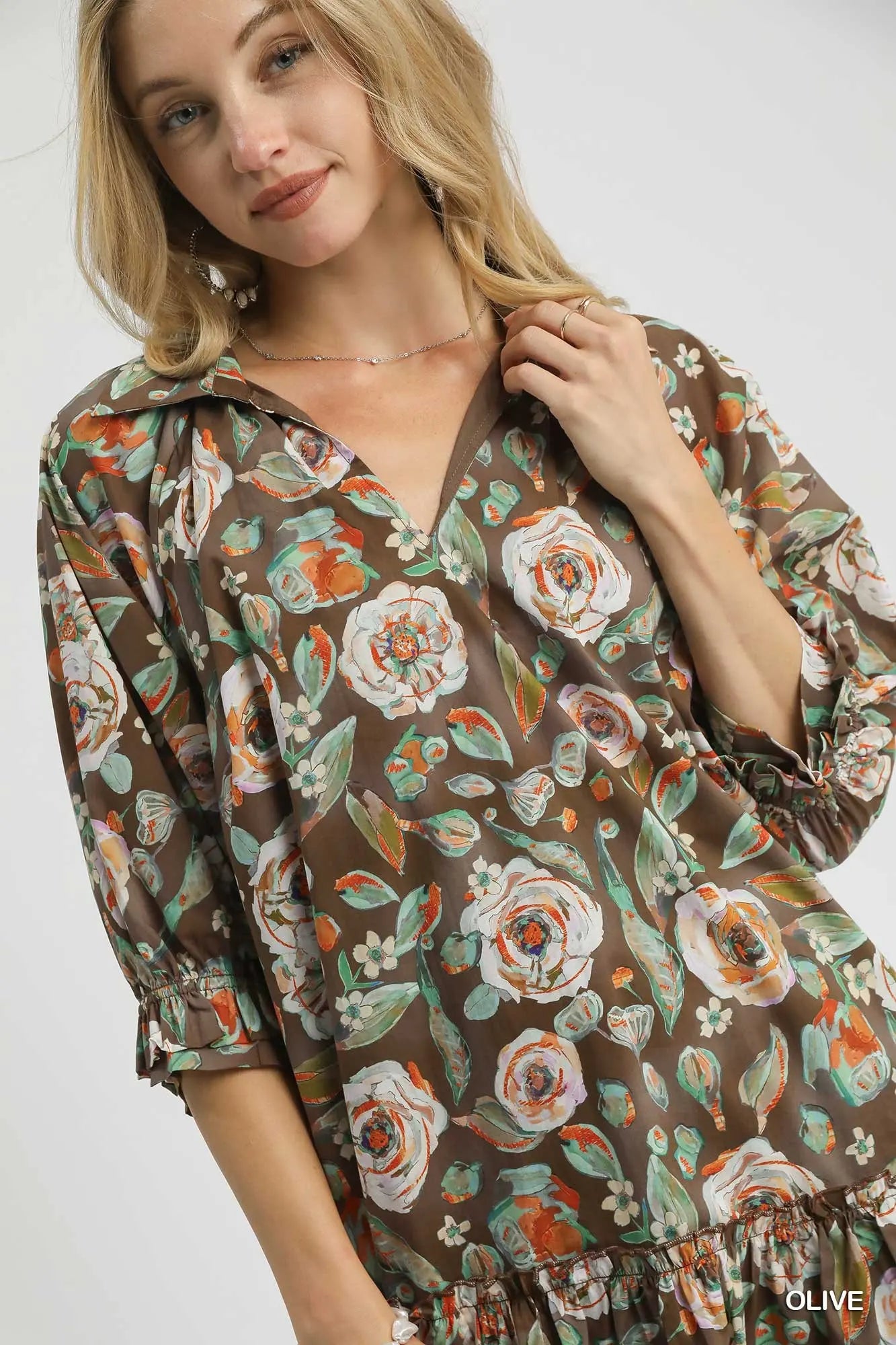 Fan Floral Shirt Dress