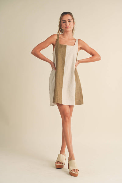 Aimee Linen Colorblock Mini Dress