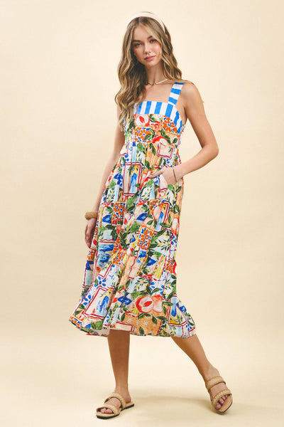 Jeri Fruit Print Midi Dress