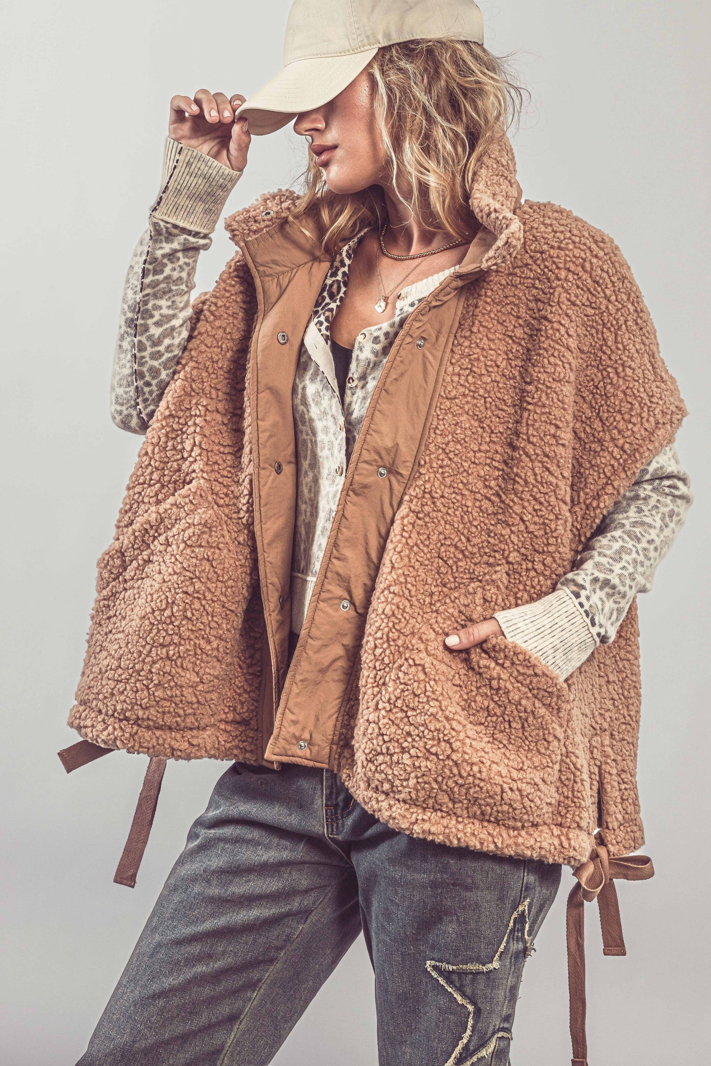 Oversized Sherpa Fleece Boho Western Layering Vest