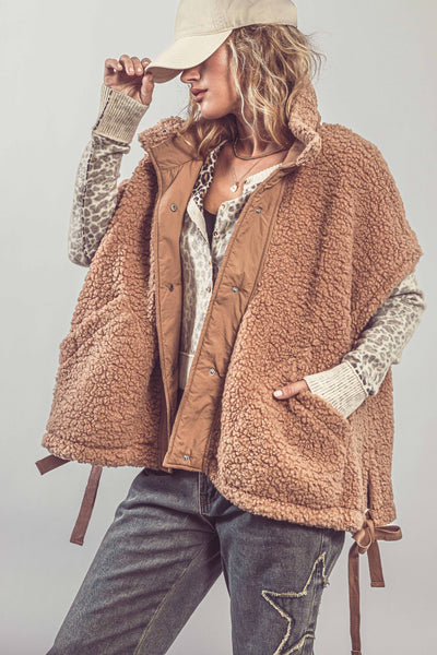 Oversized Sherpa Fleece Boho Western Layering Vest
