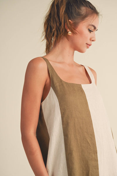 Aimee Linen Colorblock Mini Dress